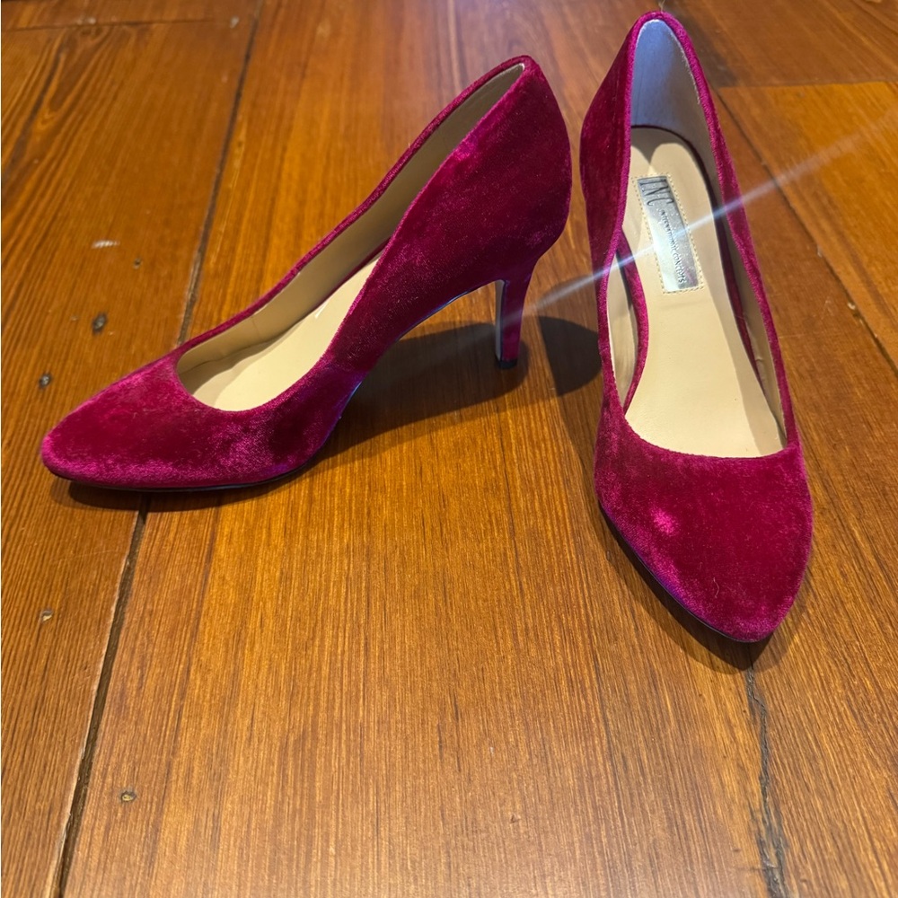 INC International Concepts Fuchsia Velvet Heels